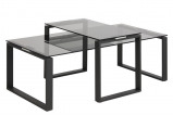 Afbeelding van 2 delige salontafelset Gandrup met rookglas blad