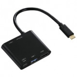 Afbeelding van 2in1 Micro USB kabel met C adapter, verguld, afgeschermd, 1,00 m