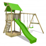 Image of Fatmoose Climbing frame with wooden roof MultiFlyer