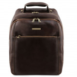 Image de 3 Compartments leather laptop backpack Brown