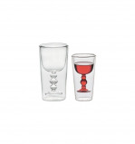 Afbeelding van Bitossi Home set van 2 dubbelwandige wijnglazen wit en rood