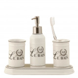 Afbeelding van Clayre & Eef Badkamer set (4) ø 7*21 cm / 7*11 27*10*3 Wit
